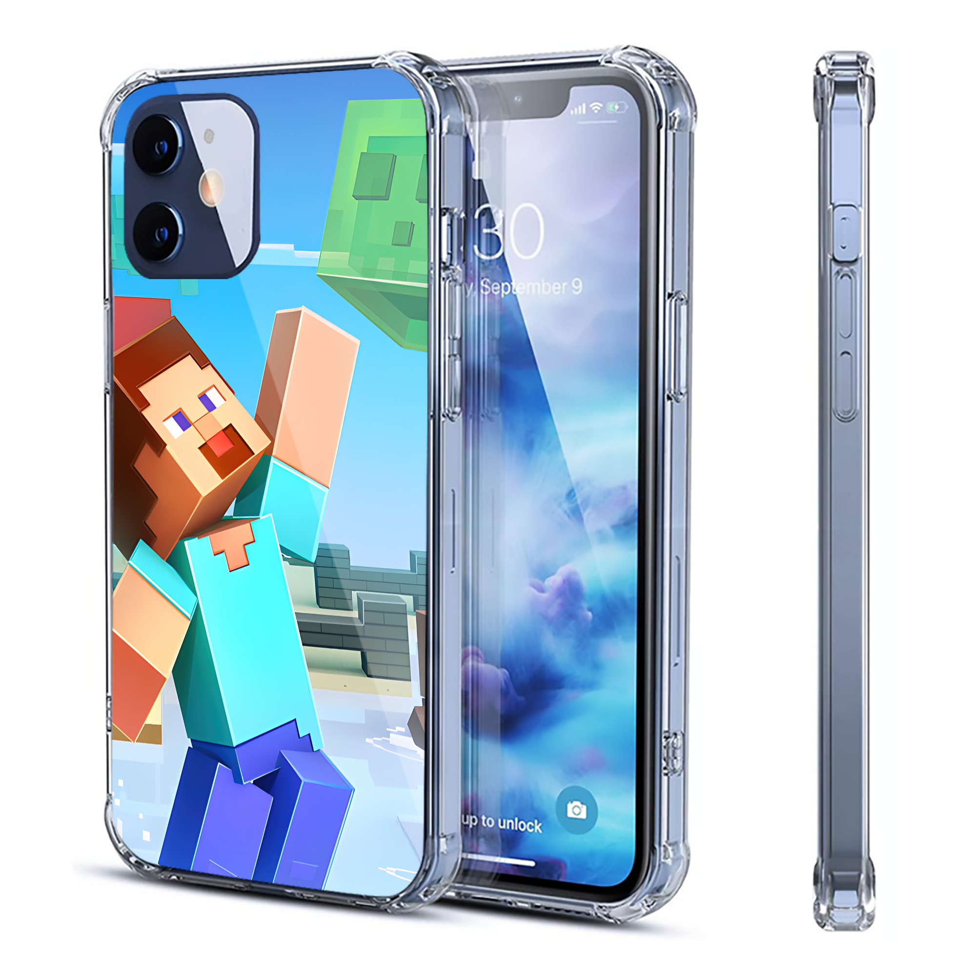 （画像用） マインクラフト ブロックの世界 Minecraft MC Block world 【iPhone 12シリーズ対応】透明スマホケース（クリアソフトケース）